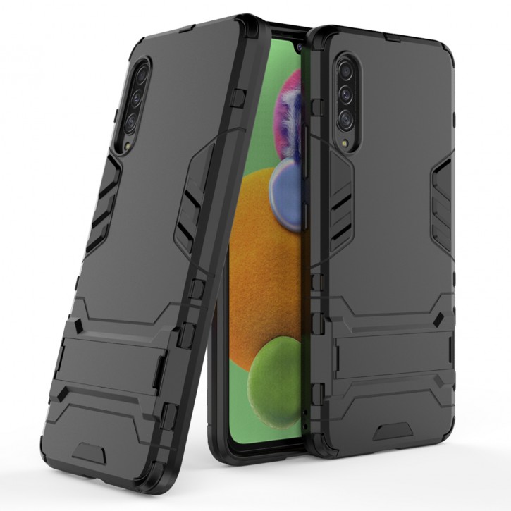 COOVY® Cover für Samsung Galaxy A90 5G SM-A908B Bumper Case, Doppelschicht aus Plastik + TPU-Silikon, extra stark, Anti-Shock Hülle, Standfunktion | 