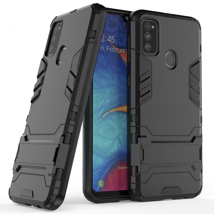 COOVY® Cover für Samsung Galaxy M30s / M21 SM-M307FN/DS Bumper Case, Doppelschicht aus Plastik + TPU-Silikon, extra stark, Anti-Shock Hülle, Standfunktion | 