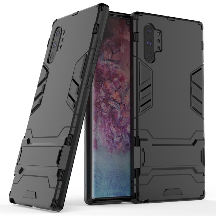 COOVY® Cover für Samsung Galaxy Note 10 + plus SM-N975F / SM-N976F Bumper Case, Doppelschicht aus Plastik + TPU-Silikon, extra stark, Anti-Shock Hülle, Standfunktion | 