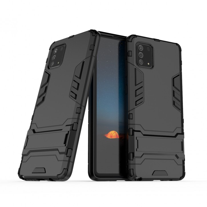 COOVY® Cover für Samsung Galaxy Note 10 Lite SM-N770F/DS Bumper Case, Doppelschicht aus Plastik + TPU-Silikon, extra stark, Anti-Shock Hülle, Standfunktion | 