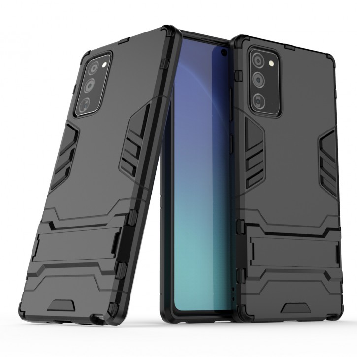 COOVY® Cover für Samsung Galaxy Note 20 SM-N980F/DS Bumper Case, Doppelschicht aus Plastik + TPU-Silikon, extra stark, Anti-Shock Hülle, Standfunktion | 