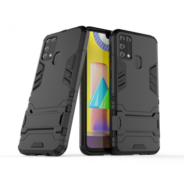 COOVY® Cover für Samsung Galaxy M31 SM-M315F/DS / SM-M315F/DSN Bumper Case, Doppelschicht aus Plastik + TPU-Silikon, extra stark, Anti-Shock Hülle, Standfunktion | 