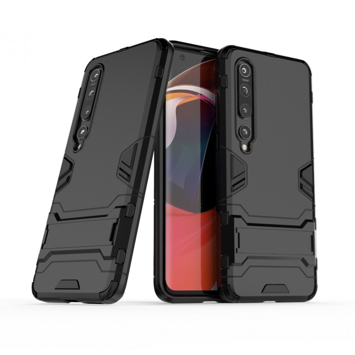 COOVY® Cover für Xiaomi Mi 10 5G / 10 Pro 5G Bumper Case, Doppelschicht aus Plastik + TPU-Silikon, extra stark, Anti-Shock Hülle, Standfunktion | 