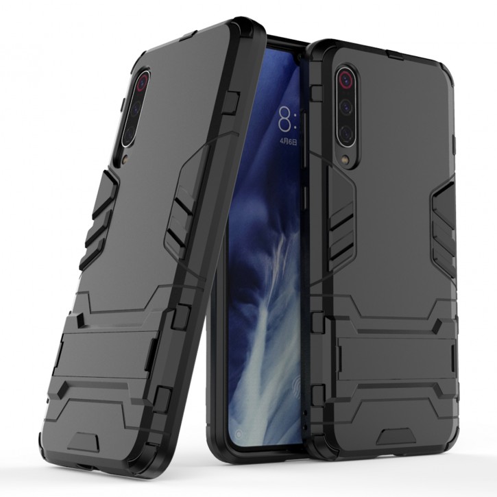 COOVY® Cover für Xiaomi Mi 9 Pro Bumper Case, Doppelschicht aus Plastik + TPU-Silikon, extra stark, Anti-Shock Hülle, Standfunktion | 