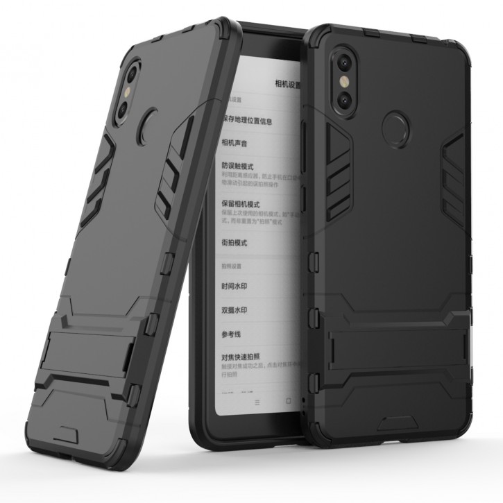 COOVY® Cover für Xiaomi Mi Max 3 Bumper Case, Doppelschicht aus Plastik + TPU-Silikon, extra stark, Anti-Shock Hülle, Standfunktion | 
