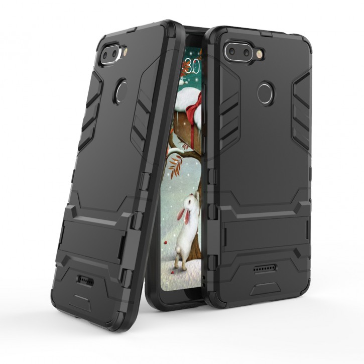 COOVY® Cover für Xiaomi Redmi 6 Bumper Case, Doppelschicht aus Plastik + TPU-Silikon, extra stark, Anti-Shock Hülle, Standfunktion | 
