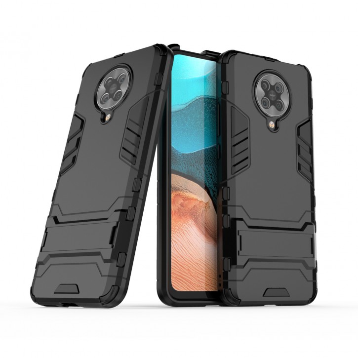 COOVY® Cover für Xiaomi Redmi K30 Pro / Poco F2 Pro Bumper Case, Doppelschicht aus Plastik + TPU-Silikon, extra stark, Anti-Shock Hülle, Standfunktion | 