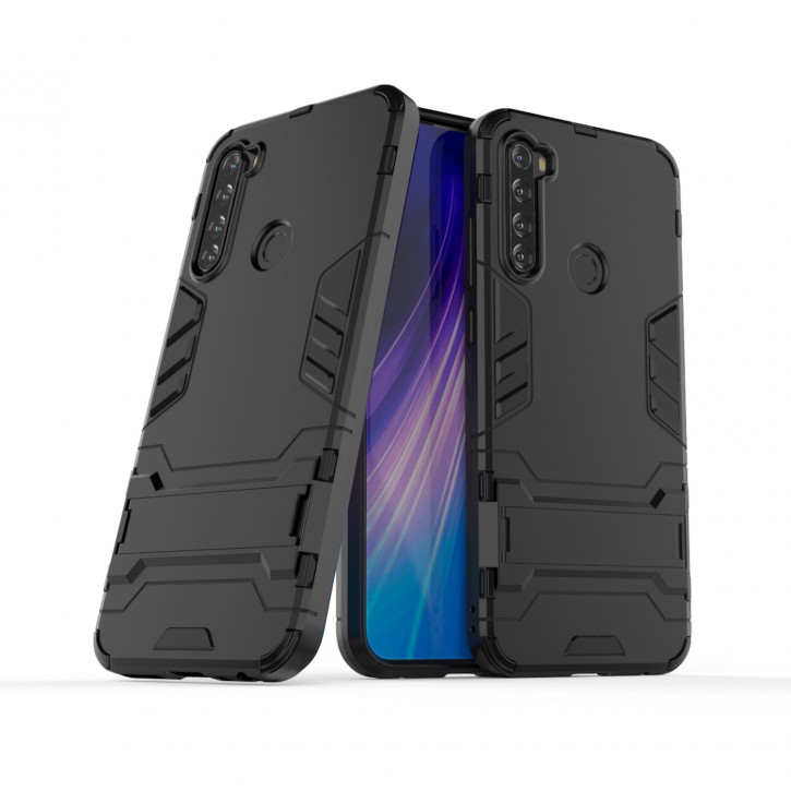 COOVY® Cover für Xiaomi Redmi Note 8T Bumper Case, Doppelschicht aus Plastik + TPU-Silikon, extra stark, Anti-Shock Hülle, Standfunktion | 