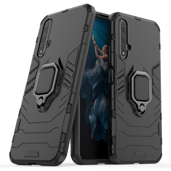COOVY® Cover für Huawei Honor 20 / Nova 5T Bumper Case, Plastik + TPU-Silikon, extra stark, Anti-Shock, Stand Funktion + Magnethalter kompatibel | 