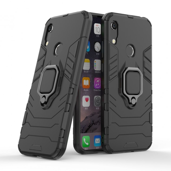 COOVY® Cover für Huawei Honor 8A 2020 / Y6 2019 / Y6s 2019 Bumper Case, Plastik + TPU-Silikon, extra stark, Anti-Shock, Stand Funktion + Magnethalter kompatibel | 
