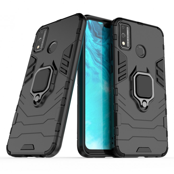 COOVY® Cover für Huawei Honor 9x Lite Bumper Case, Plastik + TPU-Silikon, extra stark, Anti-Shock, Stand Funktion + Magnethalter kompatibel | 