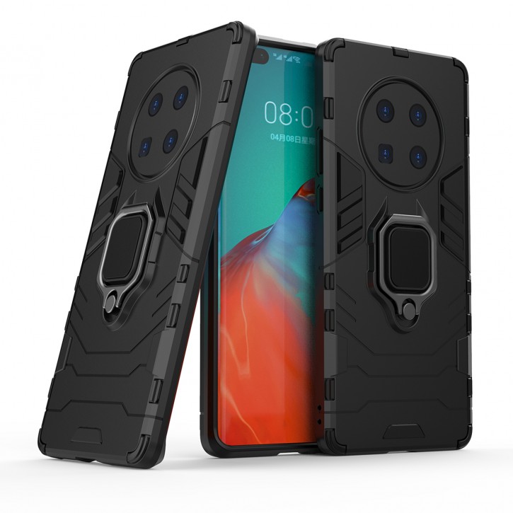 COOVY® Cover für Huawei Mate 40 Pro Bumper Case, Plastik + TPU-Silikon, extra stark, Anti-Shock, Stand Funktion + Magnethalter kompatibel | 