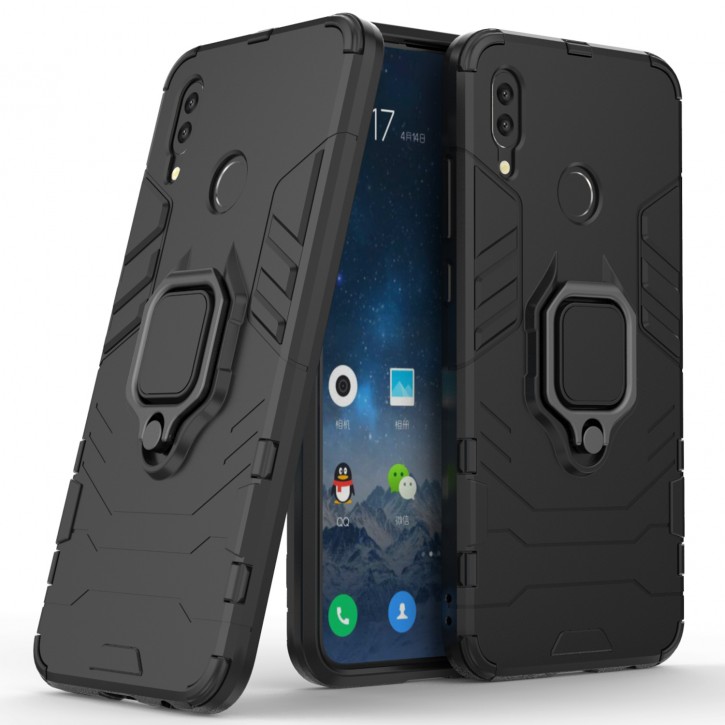 COOVY® Cover für Huawei P smart (Model 2019) Bumper Case, Plastik + TPU-Silikon, extra stark, Anti-Shock, Stand Funktion + Magnethalter kompatibel | 