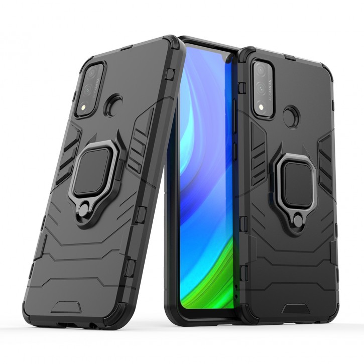 COOVY® Cover für Huawei P Smart 2020 Bumper Case, Plastik + TPU-Silikon, extra stark, Anti-Shock, Stand Funktion + Magnethalter kompatibel | 