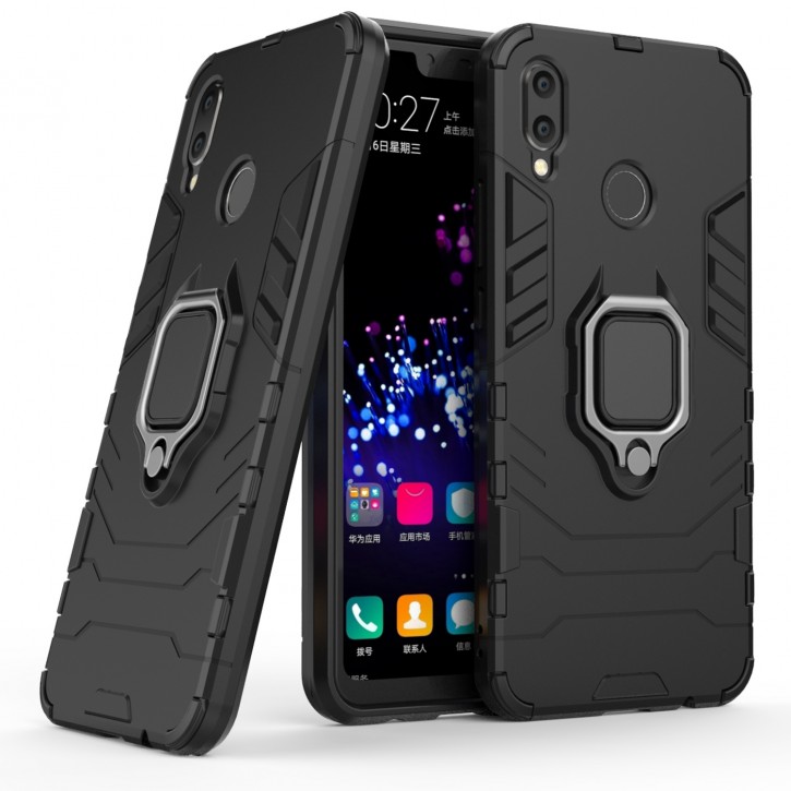 COOVY® Cover für Huawei P Smart + Plus / nova 3i Bumper Case, Plastik + TPU-Silikon, extra stark, Anti-Shock, Stand Funktion + Magnethalter kompatibel | 