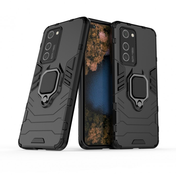 COOVY® Cover für Huawei P40 Pro Bumper Case, Plastik + TPU-Silikon, extra stark, Anti-Shock, Stand Funktion + Magnethalter kompatibel | 