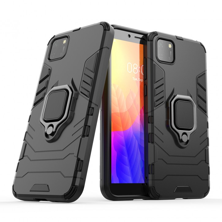 COOVY® Cover für Huawei Y5p / Honor 9S Bumper Case, Plastik + TPU-Silikon, extra stark, Anti-Shock, Stand Funktion + Magnethalter kompatibel | 
