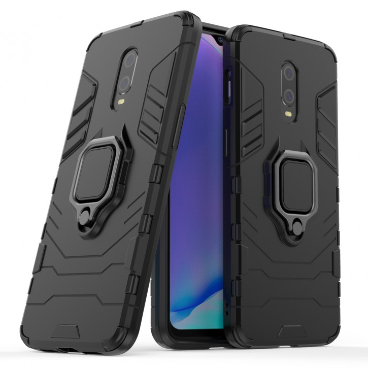 COOVY® Cover für Oneplus 7 / 6T Bumper Case, Plastik + TPU-Silikon, extra stark, Anti-Shock, Stand Funktion + Magnethalter kompatibel | 