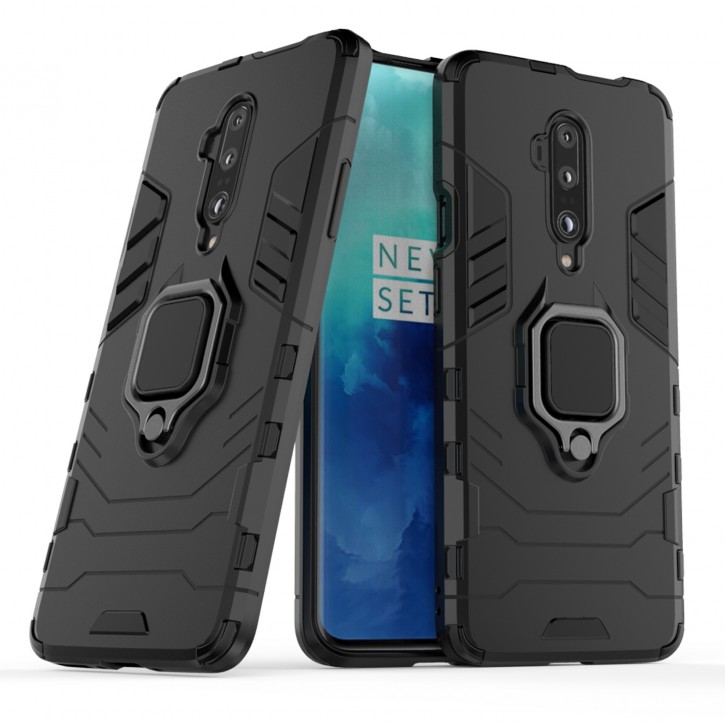 COOVY® Cover für Oneplus 7 Pro / 7T Pro Bumper Case, Plastik + TPU-Silikon, extra stark, Anti-Shock, Stand Funktion + Magnethalter kompatibel | 