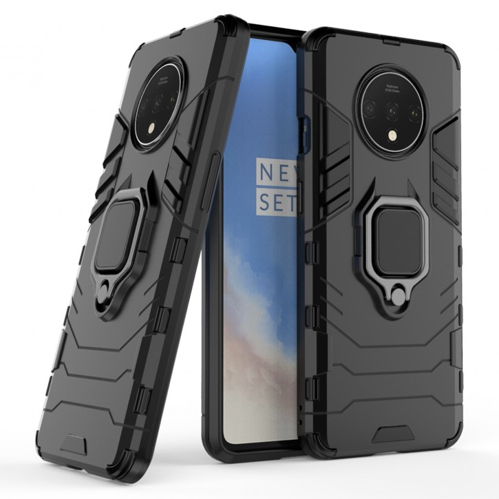 COOVY® Cover für Oneplus 7T  Bumper Case, Plastik + TPU-Silikon, extra stark, Anti-Shock, Stand Funktion + Magnethalter kompatibel | 