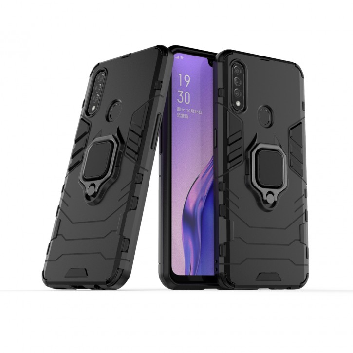 COOVY® Cover für Oppo A8 / A31 Bumper Case, Plastik + TPU-Silikon, extra stark, Anti-Shock, Stand Funktion + Magnethalter kompatibel | 