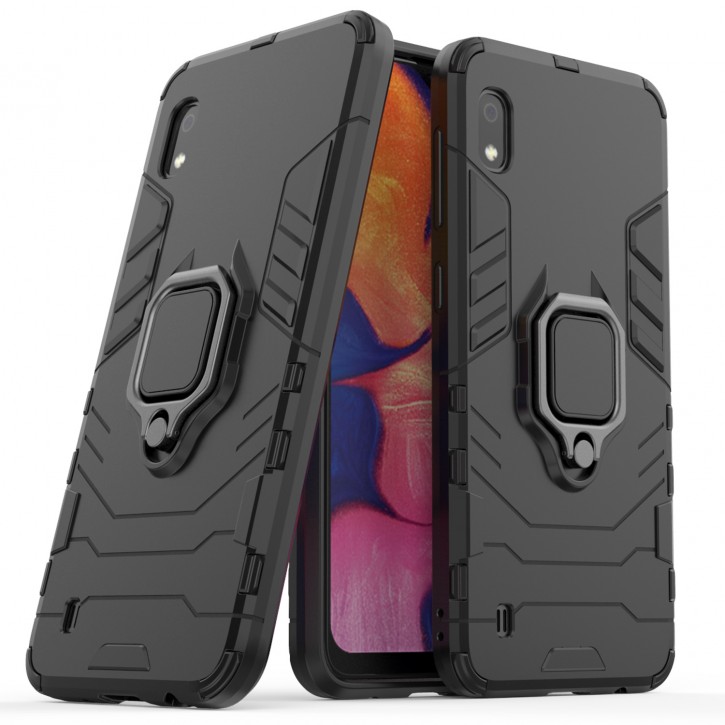 COOVY® Cover für Samsung Galaxy A10 SM-A105F/DS / M10 SM-M105F/DS  Bumper Case, Plastik + TPU-Silikon, extra stark, Anti-Shock, Stand Funktion + Magnethalter kompatibel | 