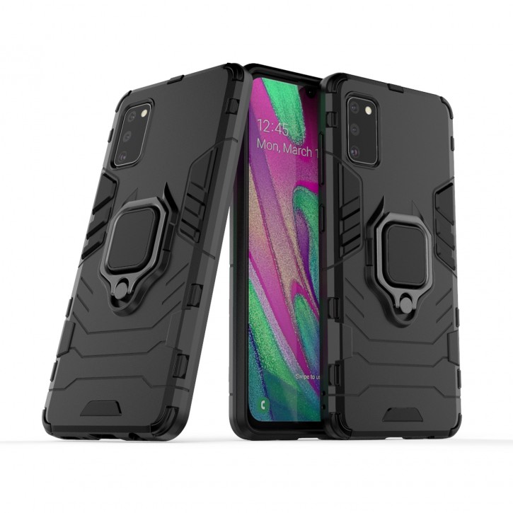 COOVY® Cover für Samsung Galaxy A41 SM-A415F/DSN Bumper Case, Plastik + TPU-Silikon, extra stark, Anti-Shock, Stand Funktion + Magnethalter kompatibel | 