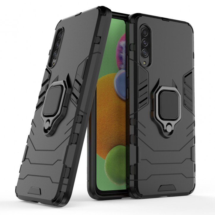 COOVY® Cover für Samsung Galaxy A90 5G SM-A908B Bumper Case, Plastik + TPU-Silikon, extra stark, Anti-Shock, Stand Funktion + Magnethalter kompatibel | 