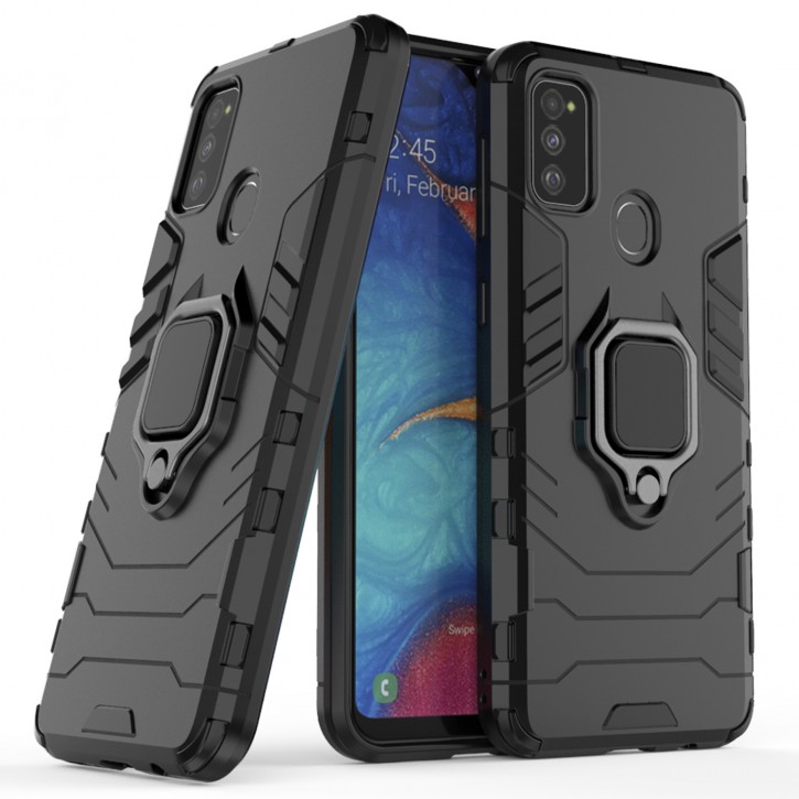 COOVY® Cover für Samsung Galaxy M30s / M21 SM-M307FN/DS Bumper Case, Plastik + TPU-Silikon, extra stark, Anti-Shock, Stand Funktion + Magnethalter kompatibel | 