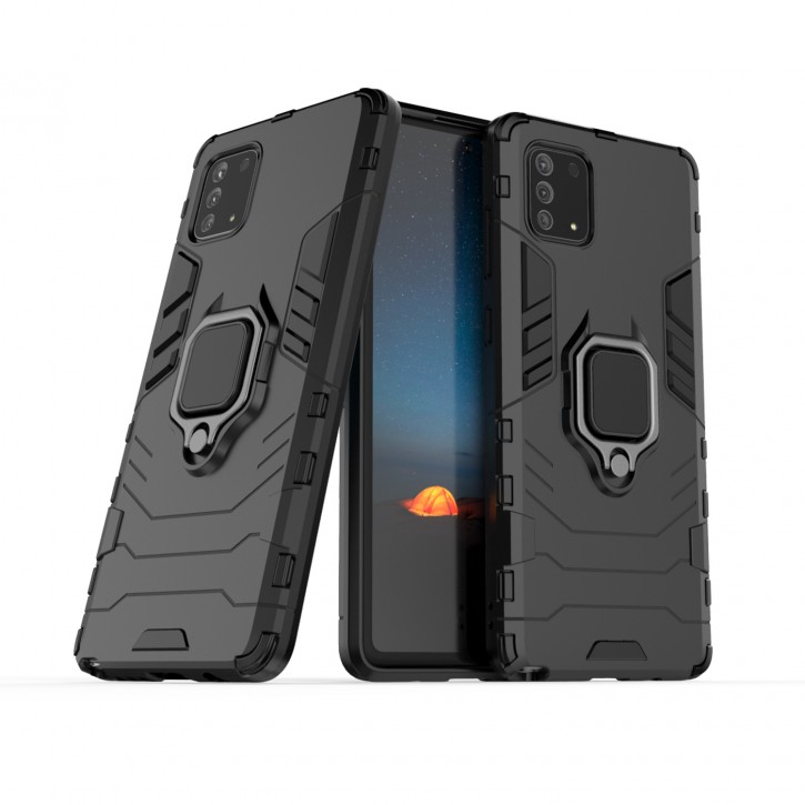 COOVY® Cover für Samsung Galaxy Note 10 Lite SM-N770F/DS Bumper Case, Plastik + TPU-Silikon, extra stark, Anti-Shock, Stand Funktion + Magnethalter kompatibel | 