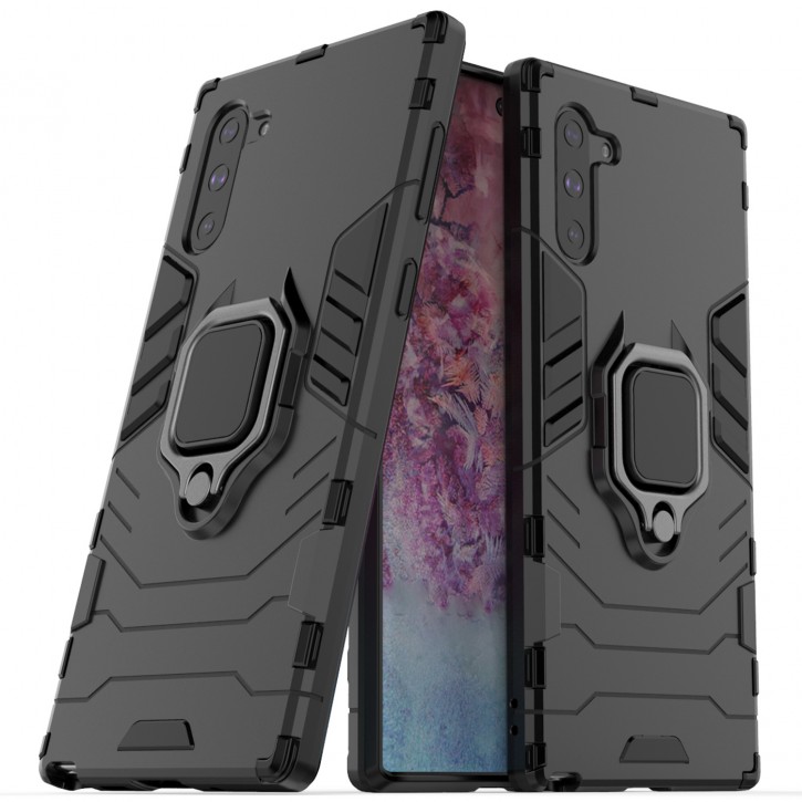 COOVY® Cover für Samsung Galaxy Note 10 SM-N970F / SM-N970F/DS Bumper Case, Plastik + TPU-Silikon, extra stark, Anti-Shock, Stand Funktion + Magnethalter kompatibel | 