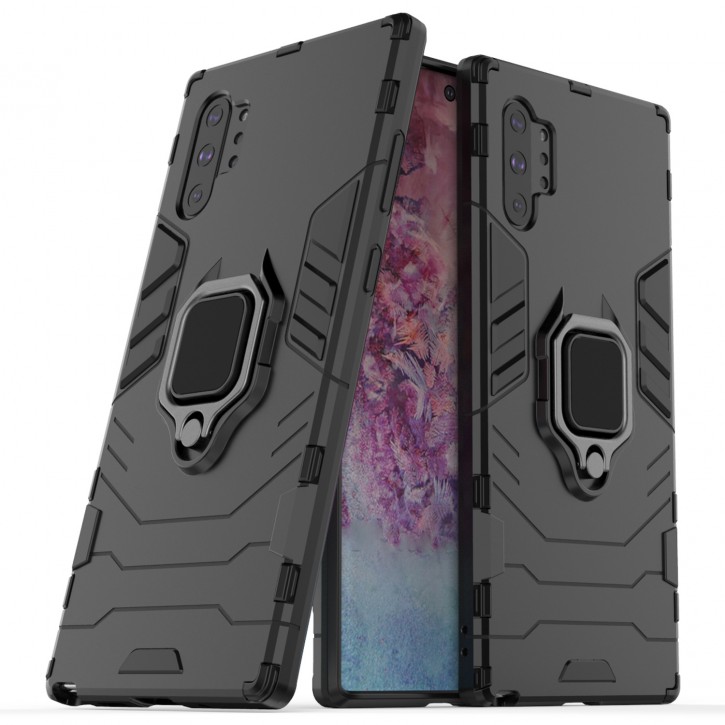 COOVY® Cover für Samsung Galaxy Note 10 + plus SM-N975F / SM-N976F Bumper Case, Plastik + TPU-Silikon, extra stark, Anti-Shock, Stand Funktion + Magnethalter kompatibel | 