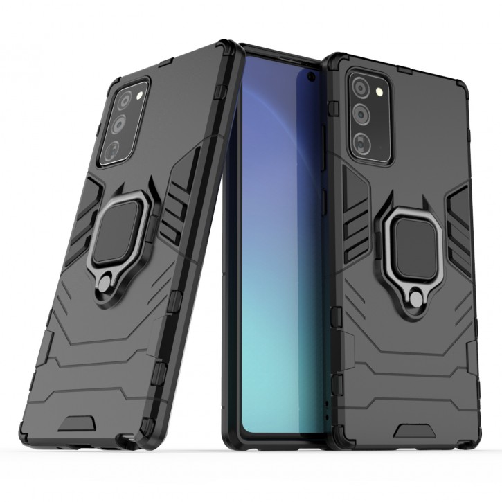 COOVY® Cover für Samsung Galaxy Note 20 SM-N980F/DS Bumper Case, Plastik + TPU-Silikon, extra stark, Anti-Shock, Stand Funktion + Magnethalter kompatibel | 
