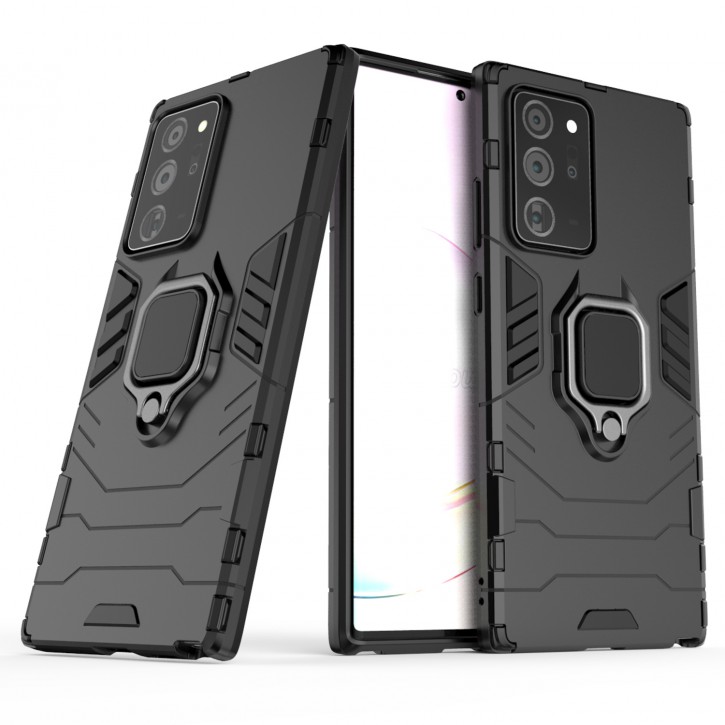 COOVY® Cover für Samsung Galaxy Note 20 Ultra  SM-N986B Bumper Case, Plastik + TPU-Silikon, extra stark, Anti-Shock, Stand Funktion + Magnethalter kompatibel | 