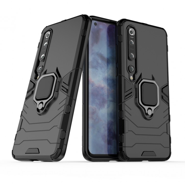 COOVY® Cover für Xiaomi Mi 10 5G / 10 Pro 5G Bumper Case, Plastik + TPU-Silikon, extra stark, Anti-Shock, Stand Funktion + Magnethalter kompatibel | 