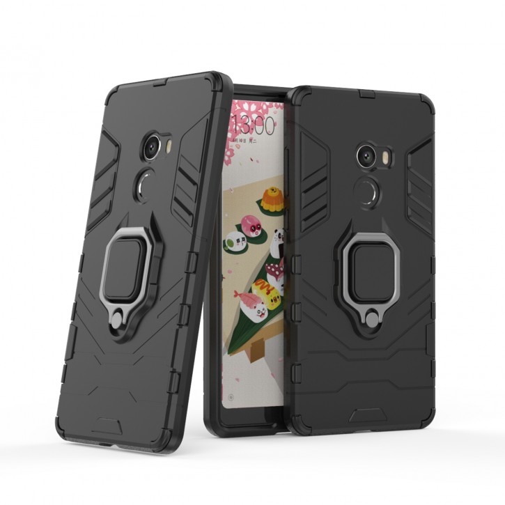 COOVY® Cover für Xiaomi Mi Mix 2 Bumper Case, Plastik + TPU-Silikon, extra stark, Anti-Shock, Stand Funktion + Magnethalter kompatibel | 