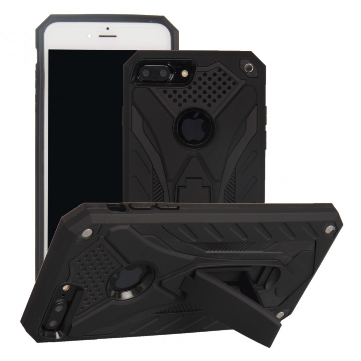COOVY® Cover für Apple iPhone 8 + plus Bumper Case, Hülle Doppelschicht aus Plastik + TPU-Silikon, extra stark, Anti-Shock, Standfunktion | 