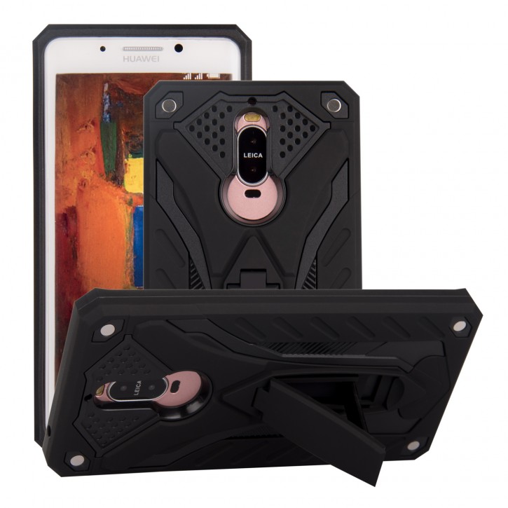COOVY® Cover für Huawei Mate 9 pro Bumper Case, Hülle Doppelschicht aus Plastik + TPU-Silikon, extra stark, Anti-Shock, Standfunktion | 