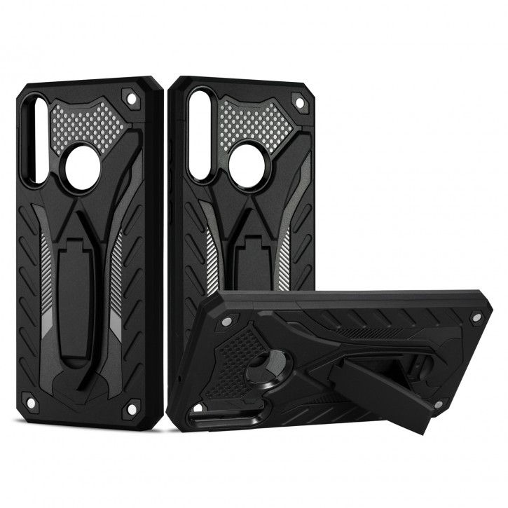COOVY® Cover für Huawei Y6p Bumper Case, Hülle Doppelschicht aus Plastik + TPU-Silikon, extra stark, Anti-Shock, Standfunktion | 