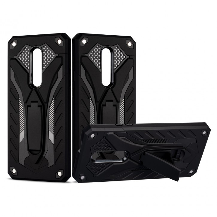 COOVY® Cover für Oneplus 7 Pro / 7T Pro Bumper Case, Hülle Doppelschicht aus Plastik + TPU-Silikon, extra stark, Anti-Shock, Standfunktion | 