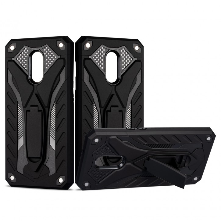 COOVY® Cover für Oneplus 7 / 6T Bumper Case, Hülle Doppelschicht aus Plastik + TPU-Silikon, extra stark, Anti-Shock, Standfunktion | 