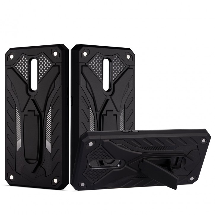 COOVY® Cover für Oppo Reno Z Bumper Case, Hülle Doppelschicht aus Plastik + TPU-Silikon, extra stark, Anti-Shock, Standfunktion | 