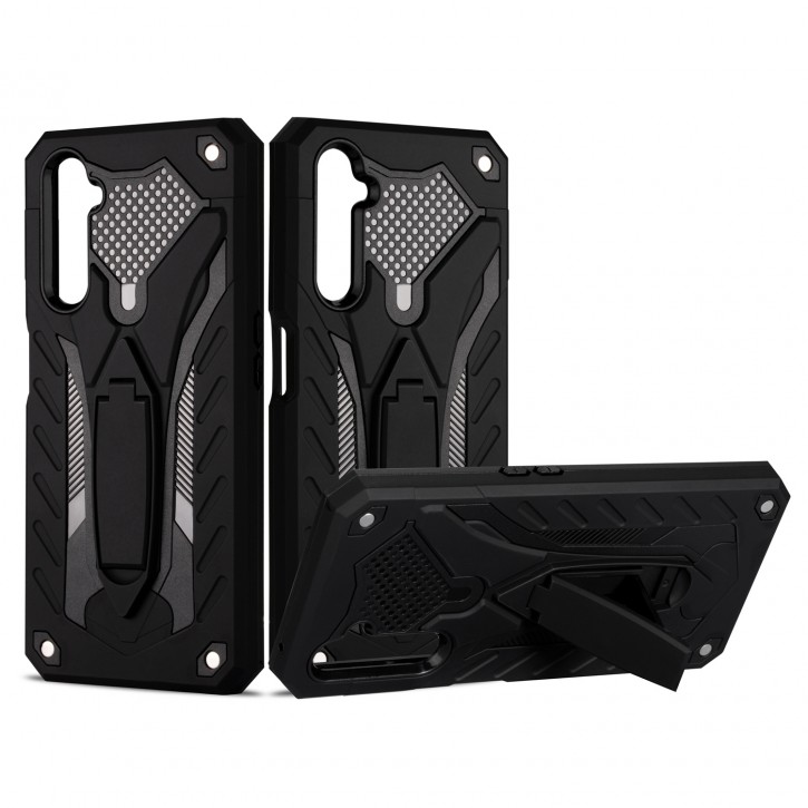 COOVY® Cover für Oppo Realme 6 Pro Bumper Case, Hülle Doppelschicht aus Plastik + TPU-Silikon, extra stark, Anti-Shock, Standfunktion | 