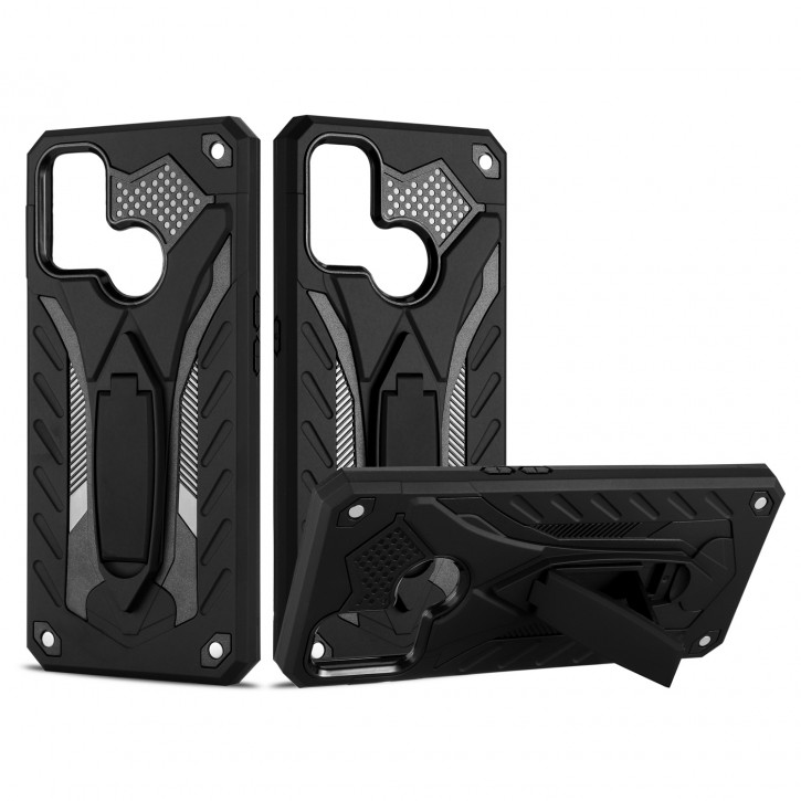 COOVY® Cover für Oppo A53 / A32 Bumper Case, Hülle Doppelschicht aus Plastik + TPU-Silikon, extra stark, Anti-Shock, Standfunktion | 