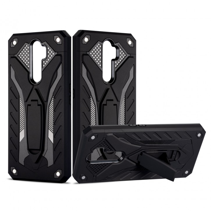 COOVY® Cover für Oppo A9 2020 Bumper Case, Hülle Doppelschicht aus Plastik + TPU-Silikon, extra stark, Anti-Shock, Standfunktion | 