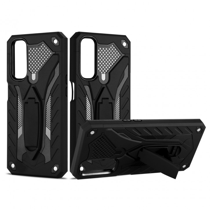 COOVY® Cover für Oppo Realme 7 Bumper Case, Hülle Doppelschicht aus Plastik + TPU-Silikon, extra stark, Anti-Shock, Standfunktion | 