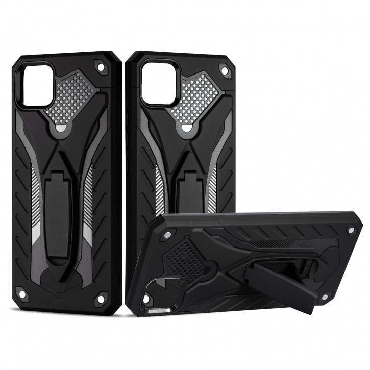 COOVY® Cover für Oppo Realme C11 Bumper Case, Hülle Doppelschicht aus Plastik + TPU-Silikon, extra stark, Anti-Shock, Standfunktion | 