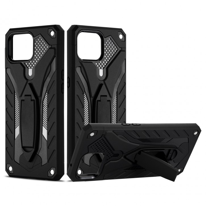 COOVY® Cover für Oppo Reno 4 Lite / A93 / F17 Pro Bumper Case, Hülle Doppelschicht aus Plastik + TPU-Silikon, extra stark, Anti-Shock, Standfunktion | 