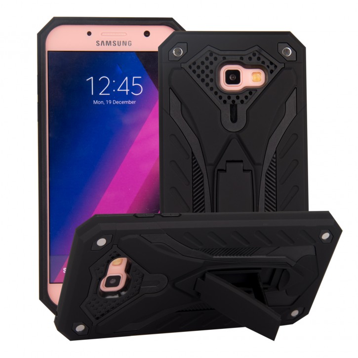 COOVY® Cover für Samsung Galaxy A7 SM-A720 / SM-A720F (Model 2017) Bumper Case, Hülle Doppelschicht aus Plastik + TPU-Silikon, extra stark, Anti-Shock, Standfunktion | 