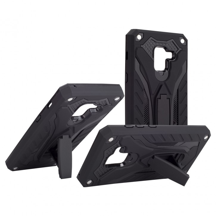 COOVY® Cover für Samsung Galaxy A8 + plus  SM-A730 / SM-A730F/DS (Model 2018) Bumper Case, Hülle Doppelschicht aus Plastik + TPU-Silikon, extra stark, Anti-Shock, Standfunktion | 